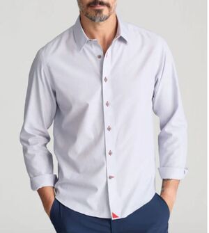 UNTUCKit Rubican Shirt XL Relaxed Gray Wrinkle Free Red Stitch Cotton